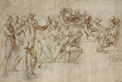 Sketch for the Lower Left Section of the Disputa by Michelangelo Buonarroti